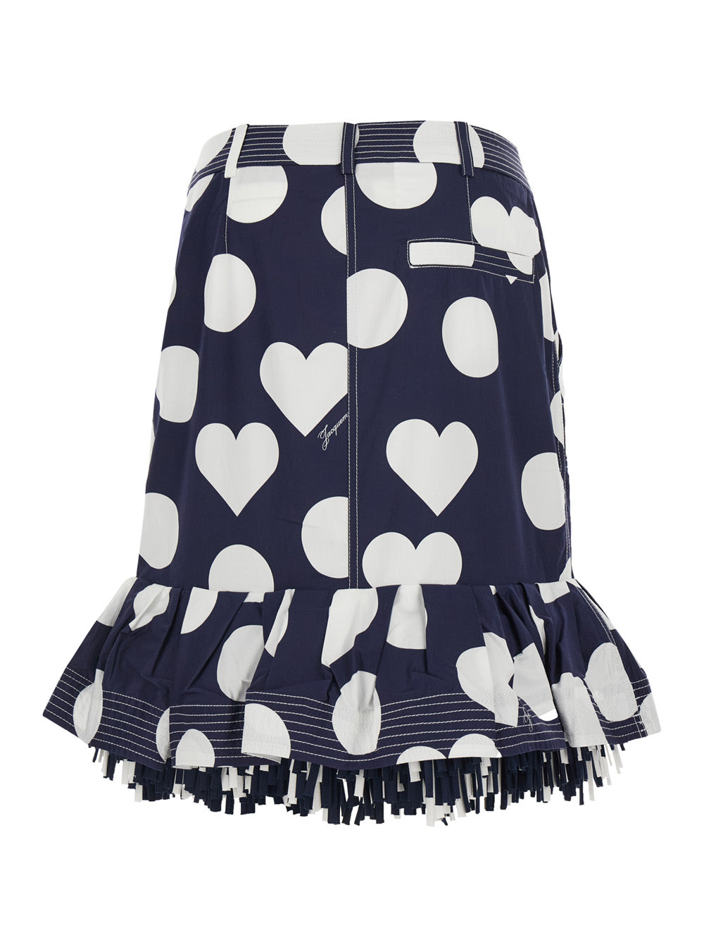Jacquemus Women 'La Jupe Cabana' Blue Skirt With Hearts Polka Dot Motif And Fringed Hem In Cotton Woman JACQUEMUS