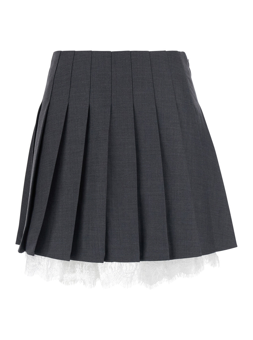 Self-Portrait Women Grey Skirt With Lace Details In Fabric Woman SELF-PORTRAIT