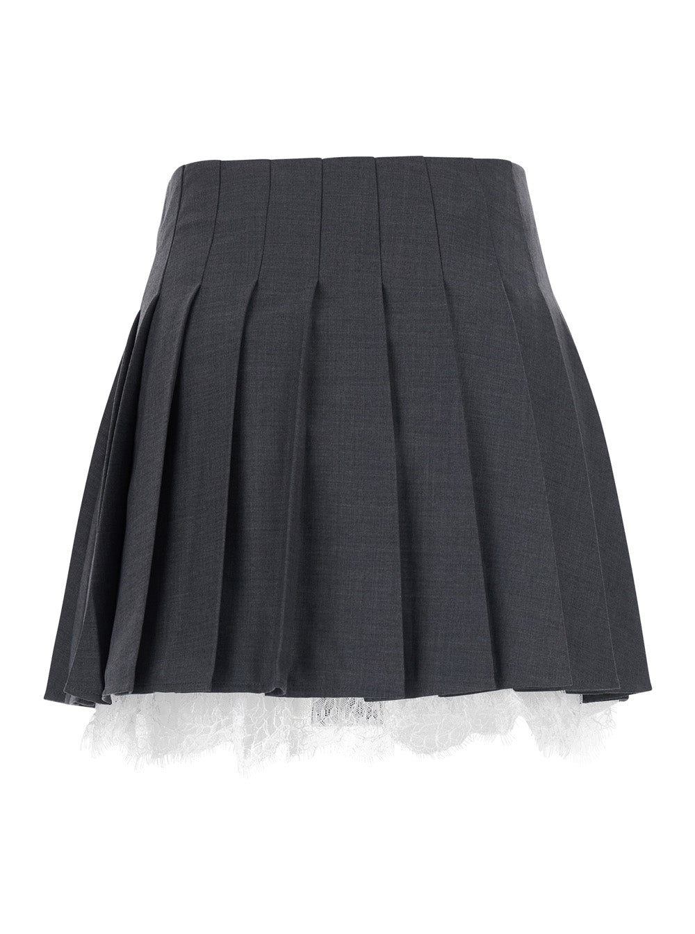 Self-Portrait Women Grey Skirt With Lace Details In Fabric Woman SELF-PORTRAIT