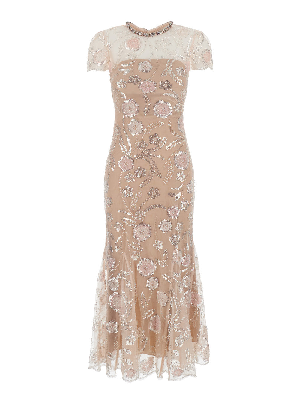 Self-Portrait Women Pink Long Dress With All-Over Sequins In Fabric Woman SELF-PORTRAIT