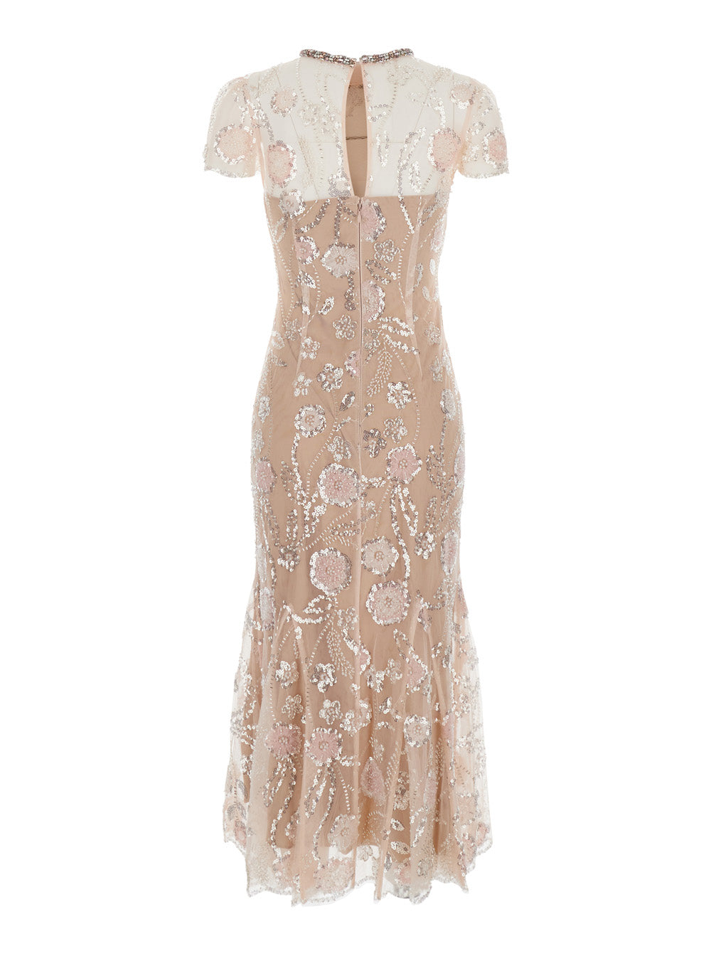 Self-Portrait Women Pink Long Dress With All-Over Sequins In Fabric Woman SELF-PORTRAIT