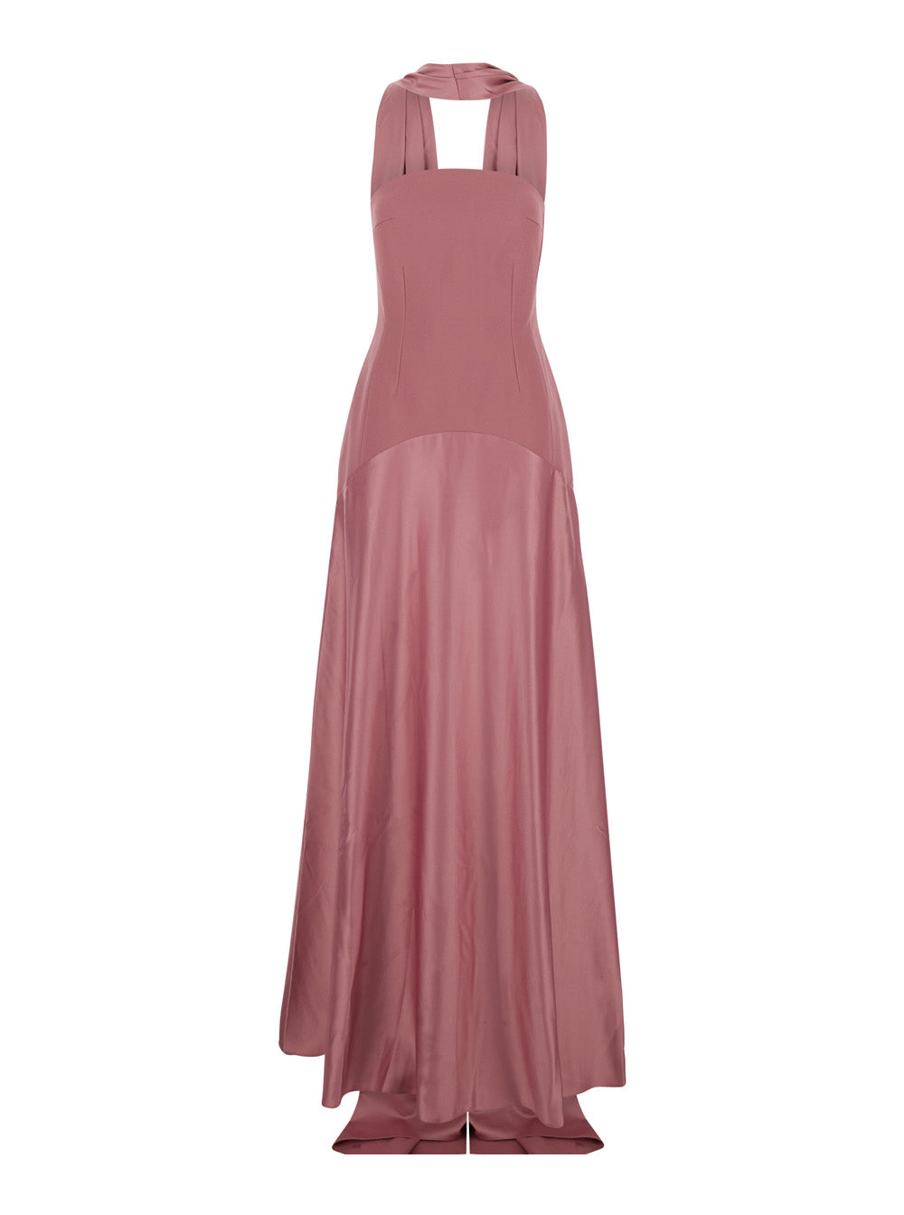 Solace London Women 'Mae' Pink Long Dress With Removable Scarf And Internal Boned Bodice In Tech Fabric For Women SOLACE LONDON
