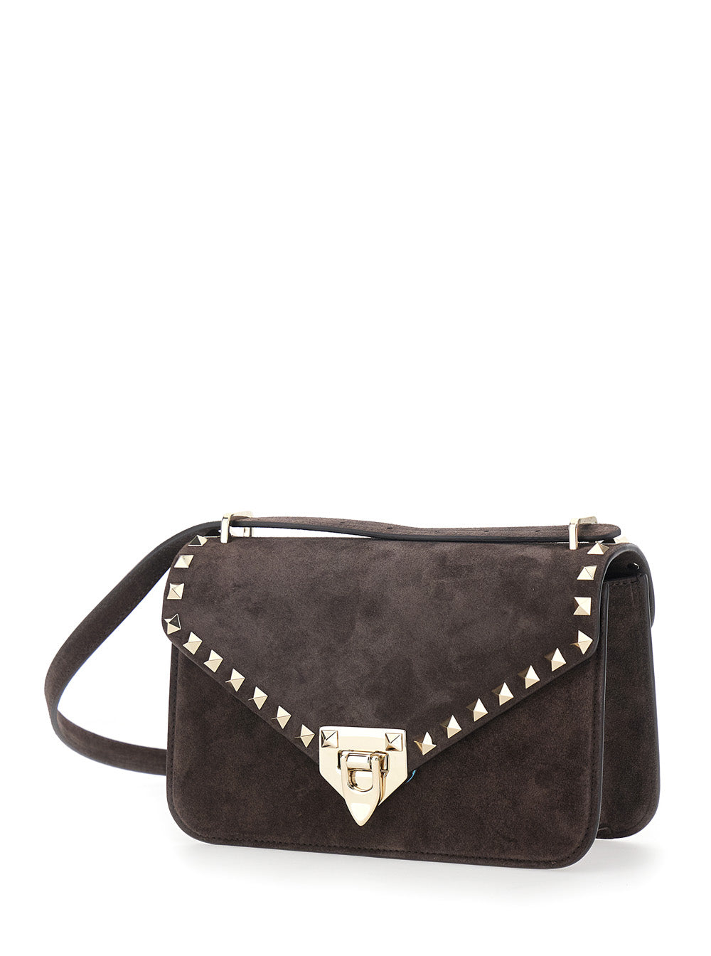 Valentino Garavani Women Brown Crossbody Bag With Envelope Design And Rockstud Decoration In Suede For Women