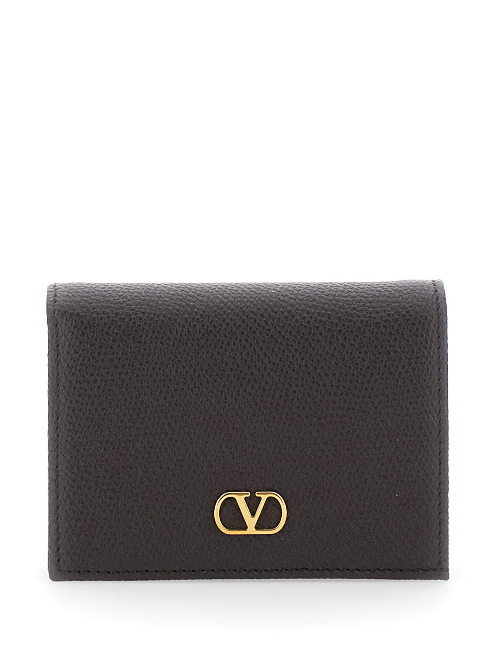 Valentino Garavani Women Brown Flap Wallet With Vlogo On The Front In Leather For Women
