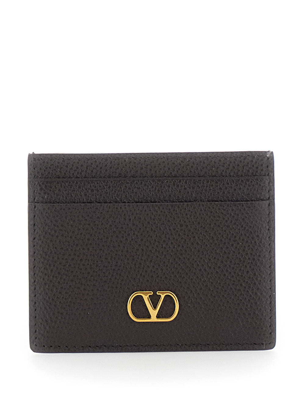 Valentino Garavani Women Brown Cardholder With Vlogo On The Front In Leather For Women