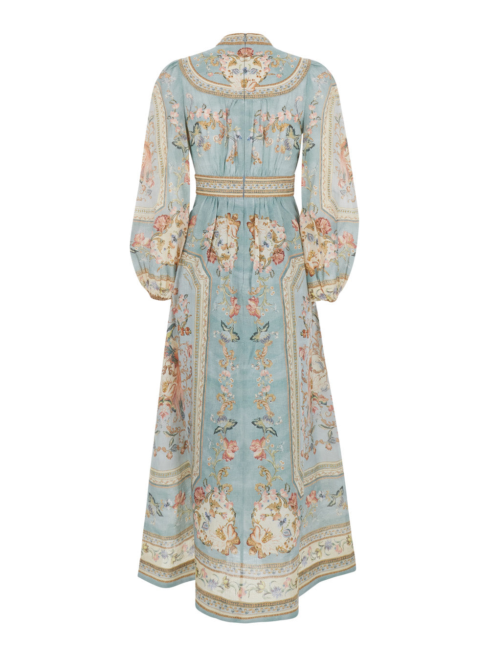 Zimmermann Women 'Roselight' Multicolor Long Dress With V-Neck And Floral Motif All-Over In Linen Women