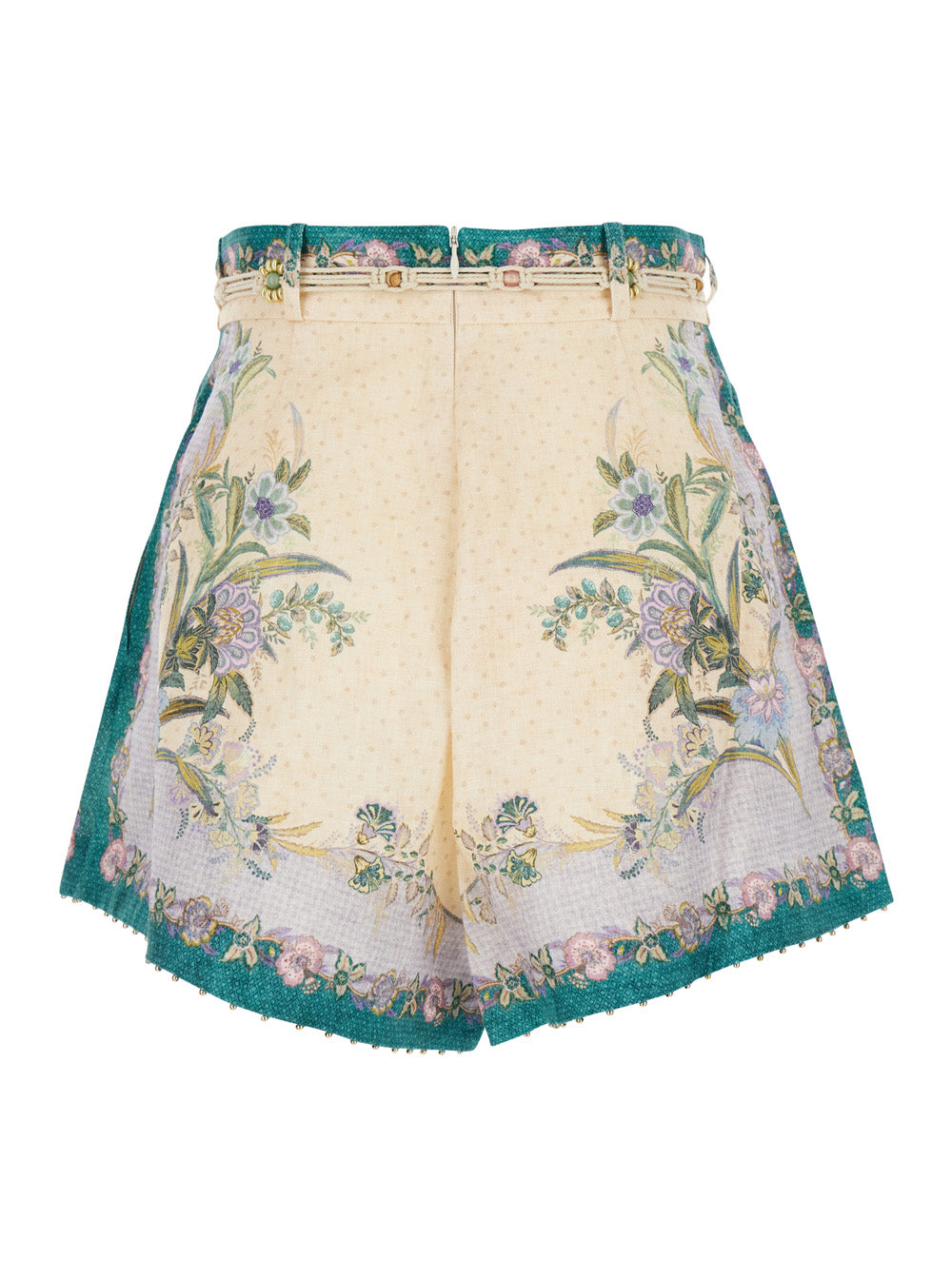 Zimmermann Women 'Indra' Multicolor Shorts With Floral Motif And Drawstring At The Front In Linen For Women ZIMMERMANN