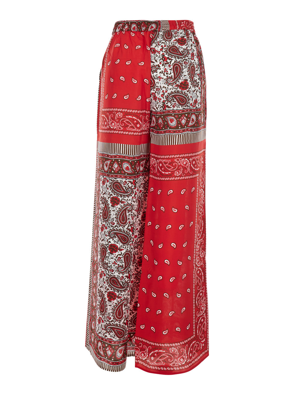 P.A.R.O.S.H. Women Red Pants With Elasticated Waist And Bandana Print In Fabric For Women