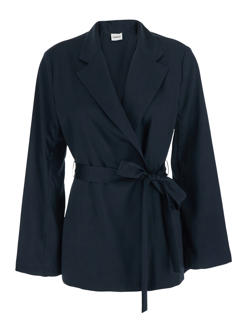 P.A.R.O.S.H. Women Blue Double-Breasted Jacket With Notched Revers And Front Belt In Tech Fabric Woman