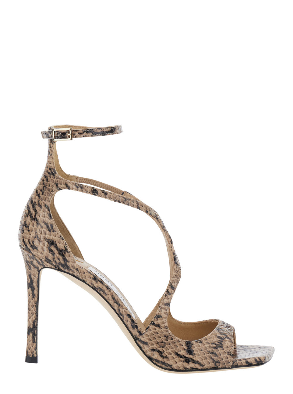 Jimmy Choo Women 'Azia' Beige Heels With All-Over Snake Print In Leather For Women JIMMY CHOO