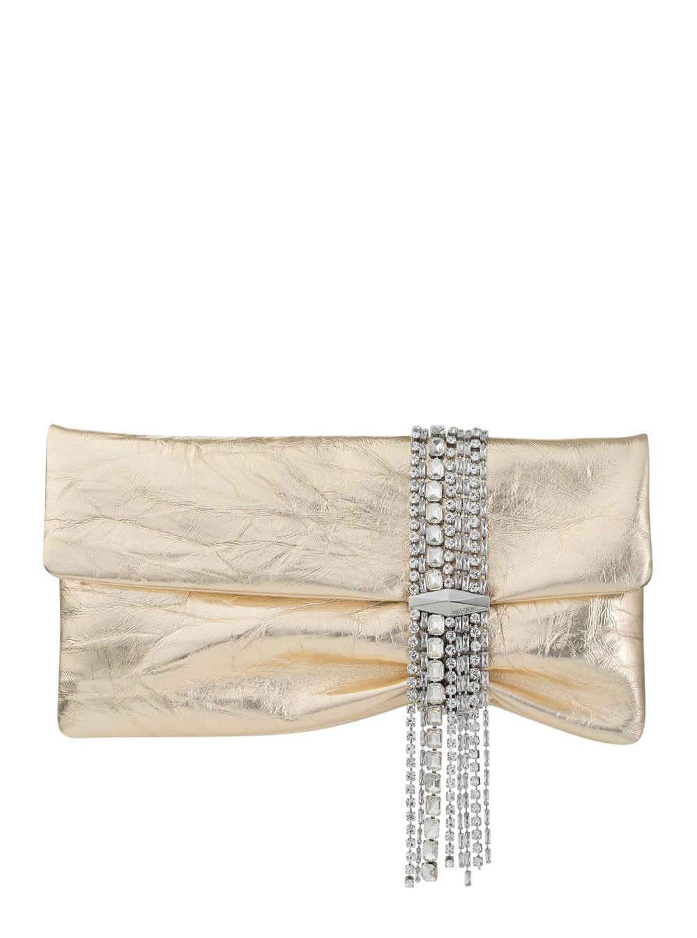 Jimmy Choo Women 'Zandra' Metallic Clutch With Pendant Bracelet With Crystals In Shiny Suede For Women