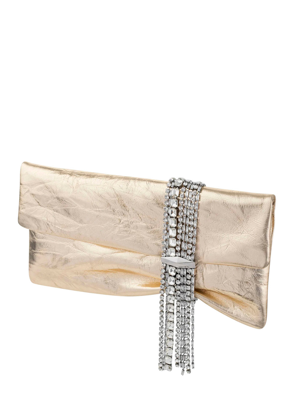 Jimmy Choo Women 'Zandra' Metallic Clutch With Pendant Bracelet With Crystals In Shiny Suede For Women