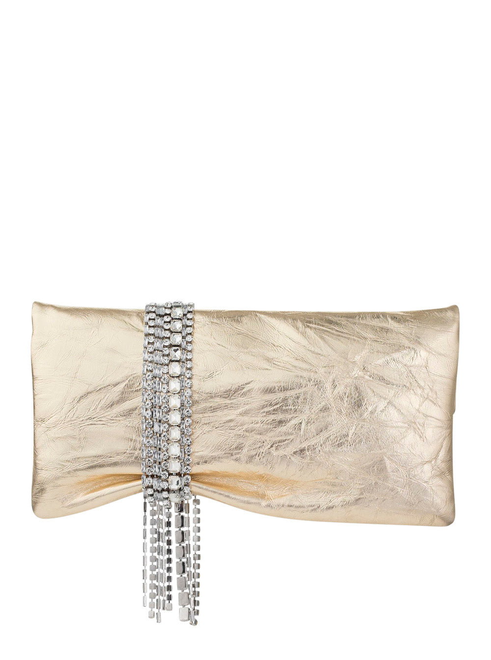 Jimmy Choo Women 'Zandra' Metallic Clutch With Pendant Bracelet With Crystals In Shiny Suede For Women