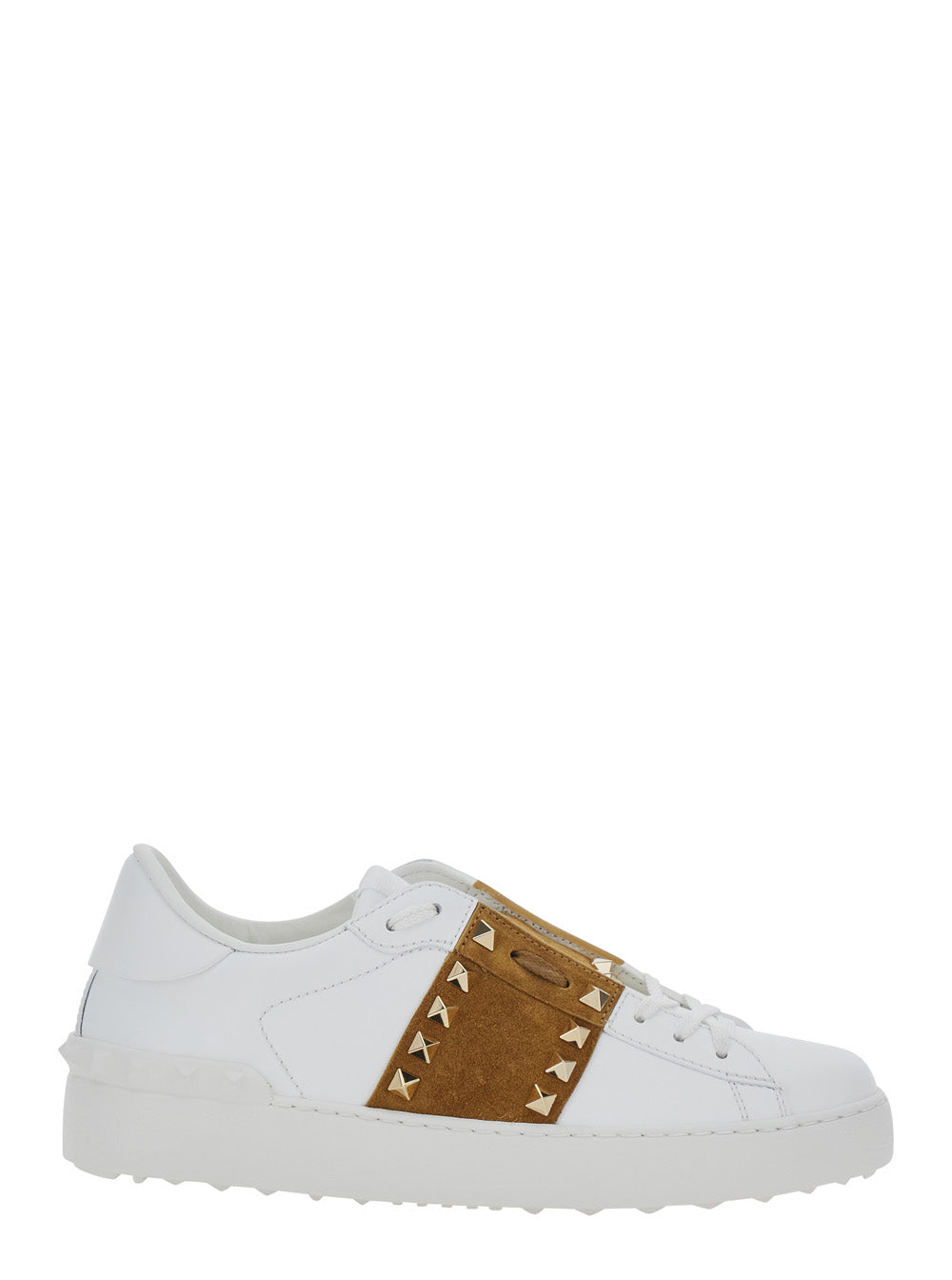Valentino Garavani Women 'Rockstud Untitled' White Sneaker With Rockstud Decoration And Logo Embossed On The Tongue In Leather And Suede For Women