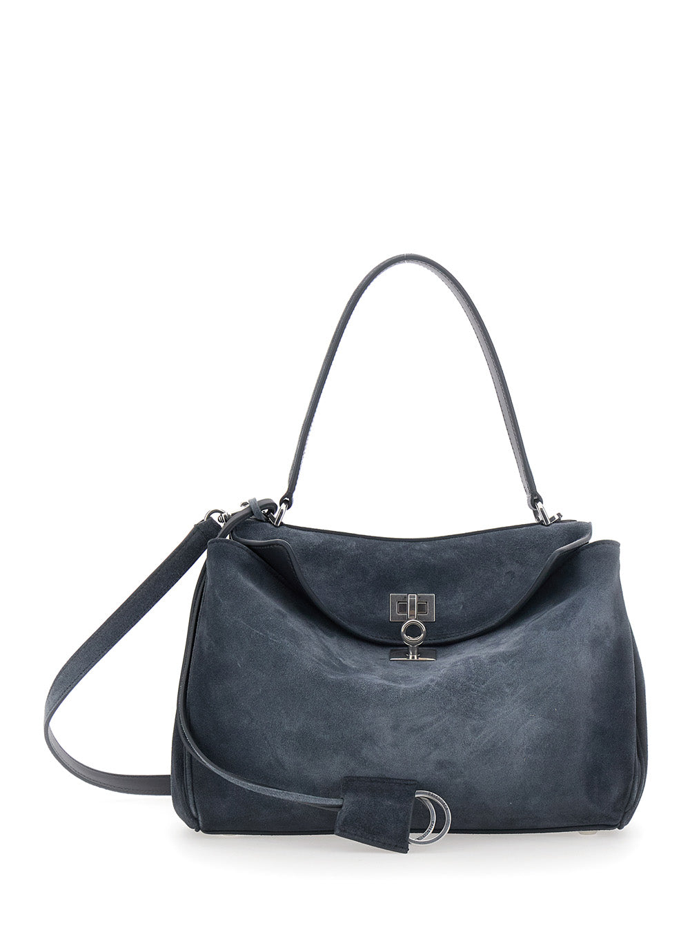 Balenciaga Women 'Rodeo' Gray Shoulder Bag With Adjustable And Removable Strap In Suede For Women