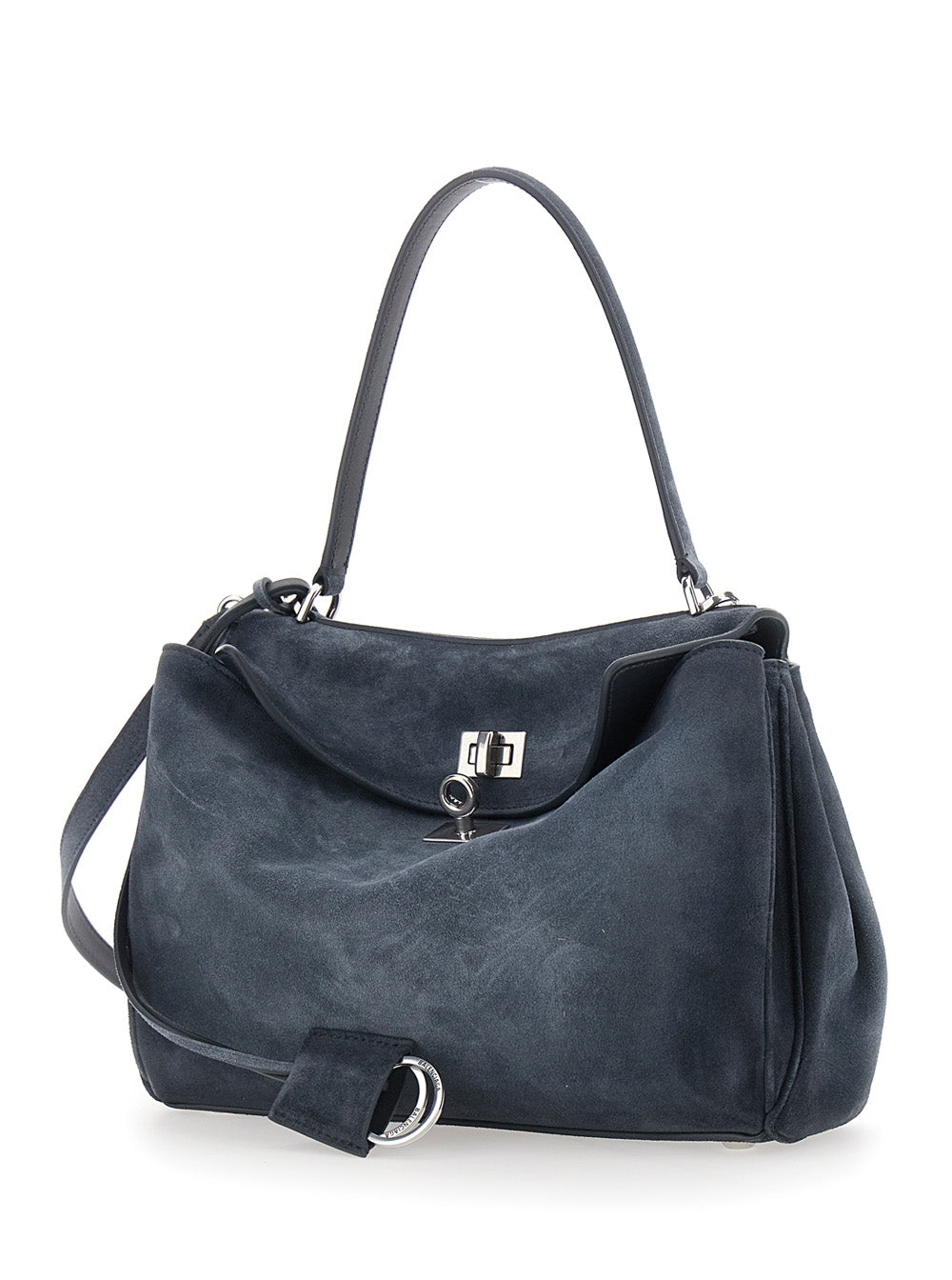 Balenciaga Women 'Rodeo' Gray Shoulder Bag With Adjustable And Removable Strap In Suede For Women