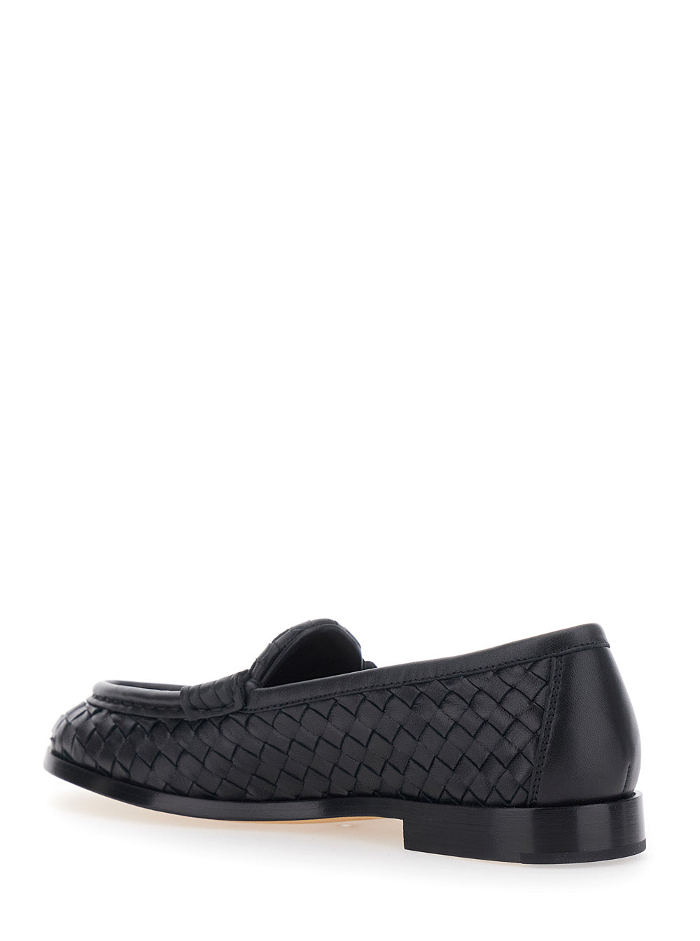 Bottega Veneta Women 'Silenzio' Black Loafers With Rounded Toe And Intreccio In Leather For Women BOTTEGA VENETA