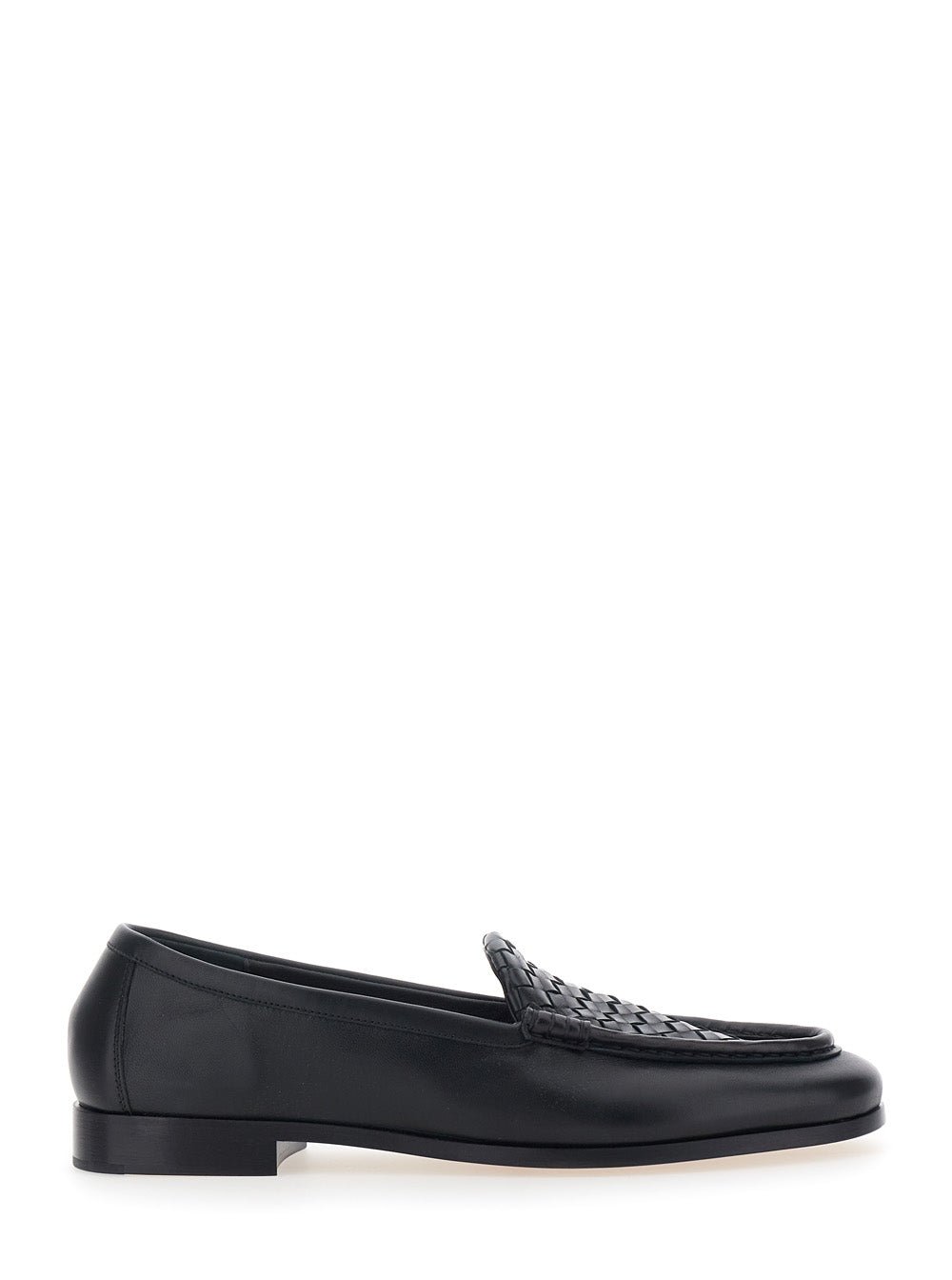 Bottega Veneta Men 'Silenzio' Black Loafers With Intreccio Motif On The Front In Leather For Men