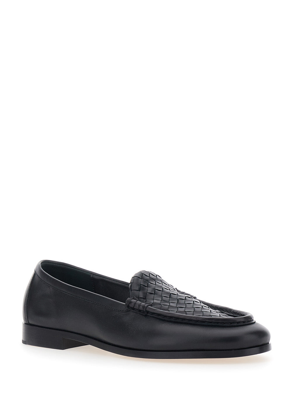 Bottega Veneta Men 'Silenzio' Black Loafers With Intreccio Motif On The Front In Leather For Men