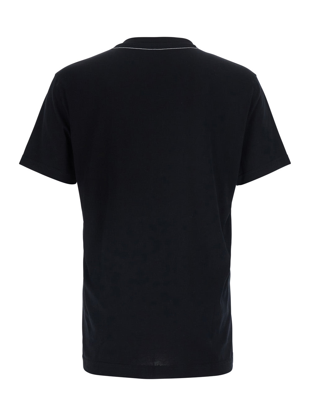 Dolce & Gabbana Men Black Crew Neck T-Shirt With Logo Lettering On The Neck In Cotton For Men DOLCE & GABBANA