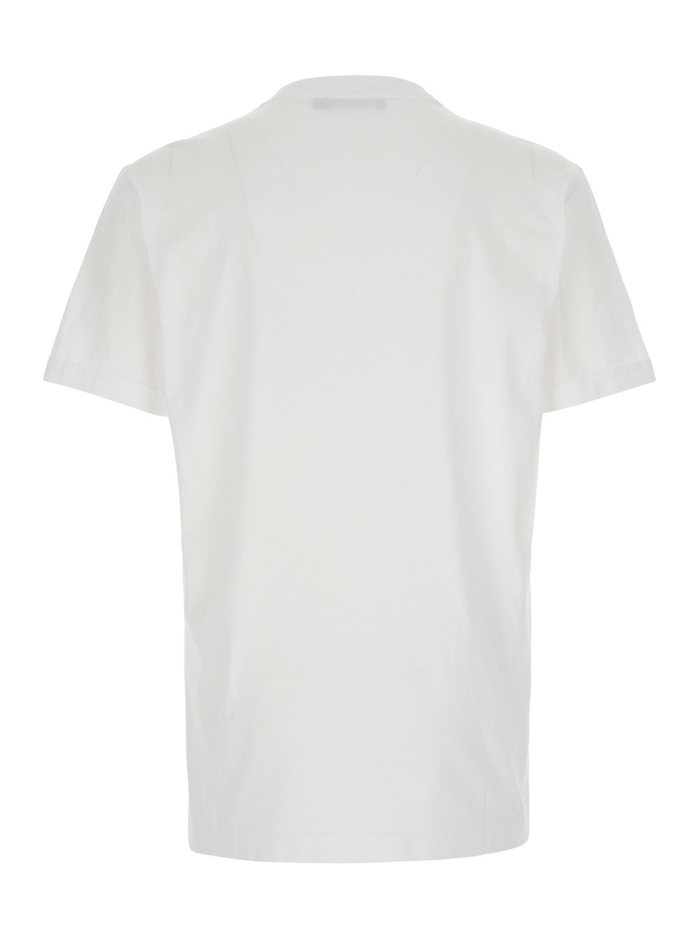 Dolce & Gabbana Men White Crew Neck T-Shirt With Logo Patch On The Neck In Cotton For Men DOLCE & GABBANA