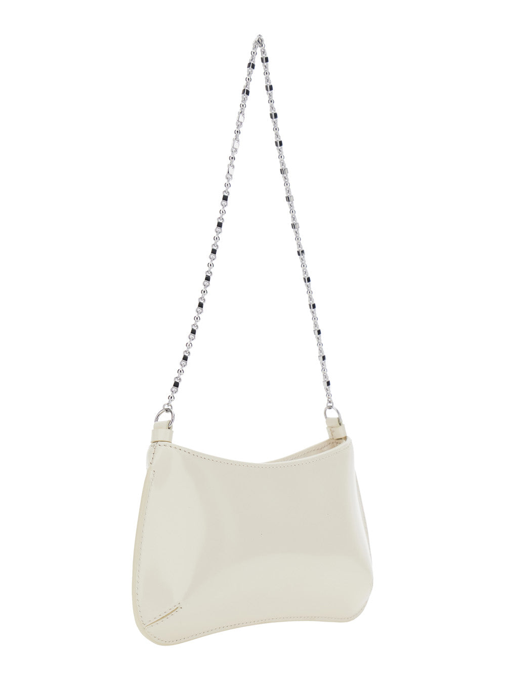 Jacquemus Women 'Le Petit Bisou Chaine' White Shoulder Bag With Chain Strap And Logo Lettering On The Front In Leather Woman JACQUEMUS