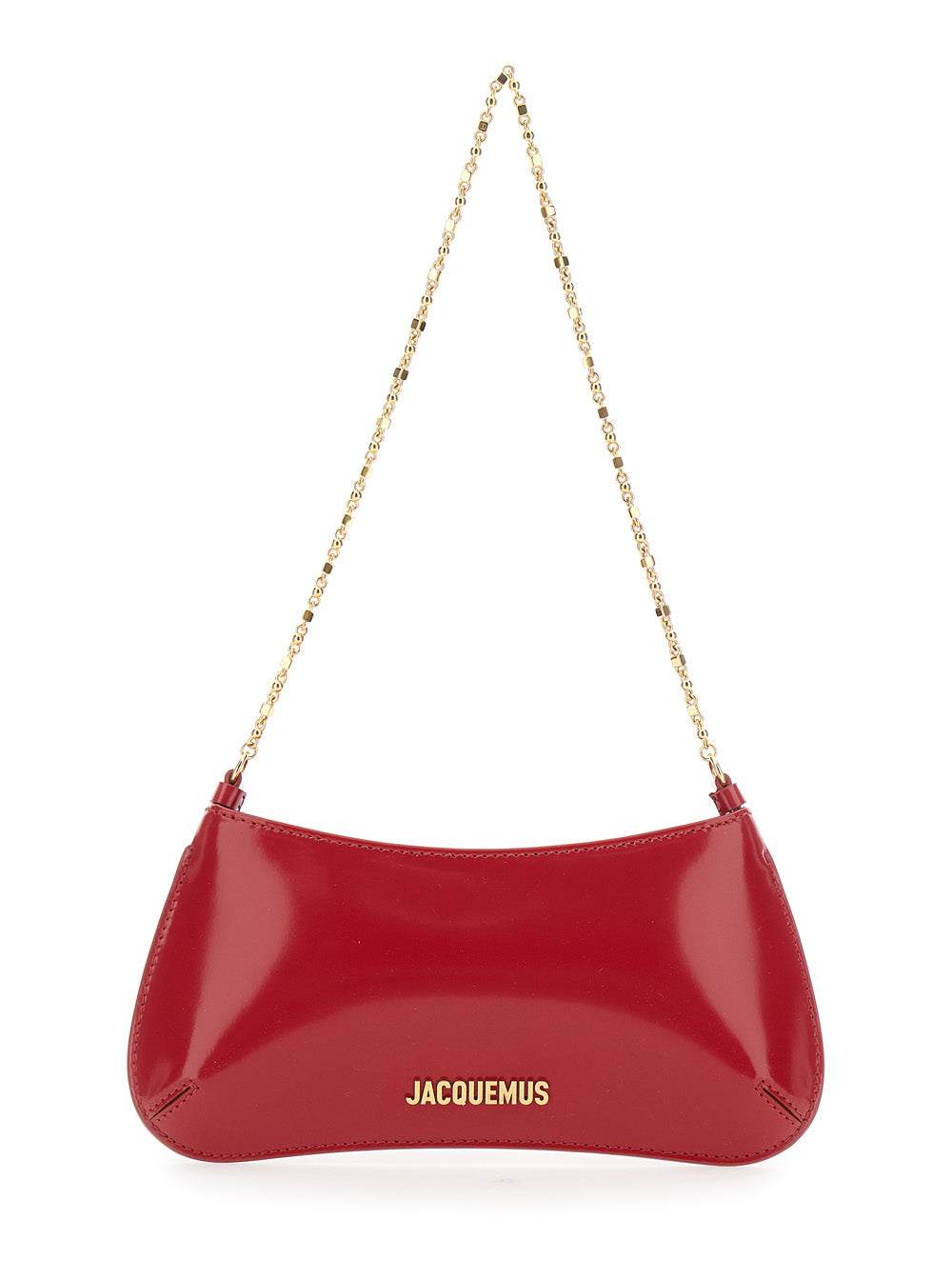 Jacquemus Women 'Le Petit Bisou Chaine' Red Shoulder Bag With Chain Strap And Logo Lettering On The Front In Leather Woman JACQUEMUS