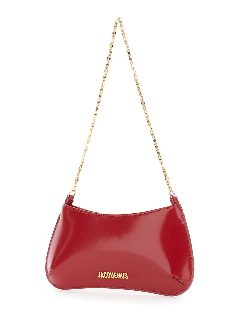Jacquemus Women 'Le Petit Bisou Chaine' Red Shoulder Bag With Chain Strap And Logo Lettering On The Front In Leather Woman JACQUEMUS