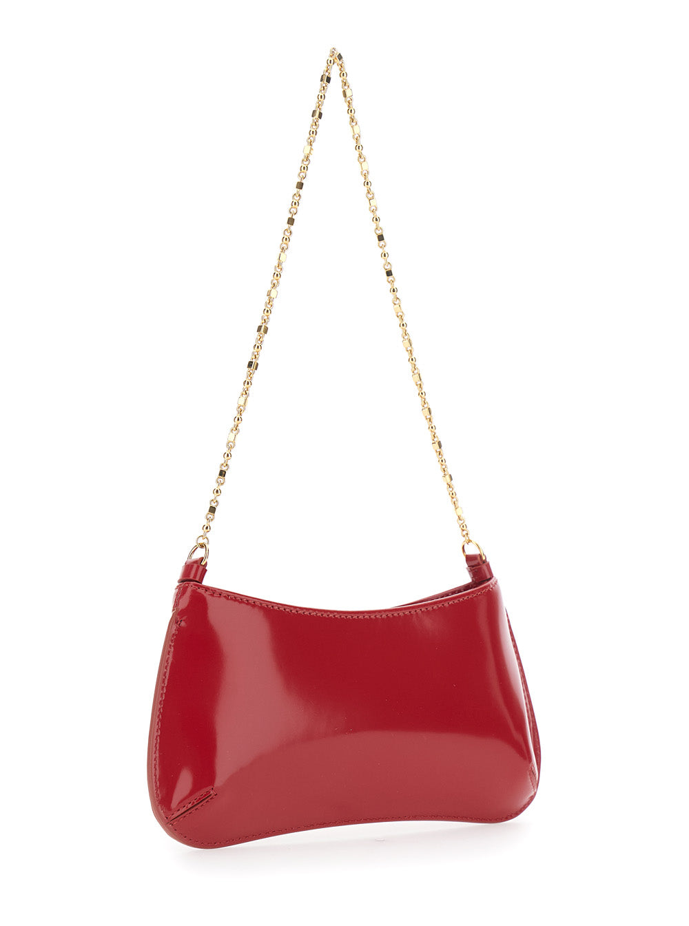 Jacquemus Women 'Le Petit Bisou Chaine' Red Shoulder Bag With Chain Strap And Logo Lettering On The Front In Leather Woman JACQUEMUS