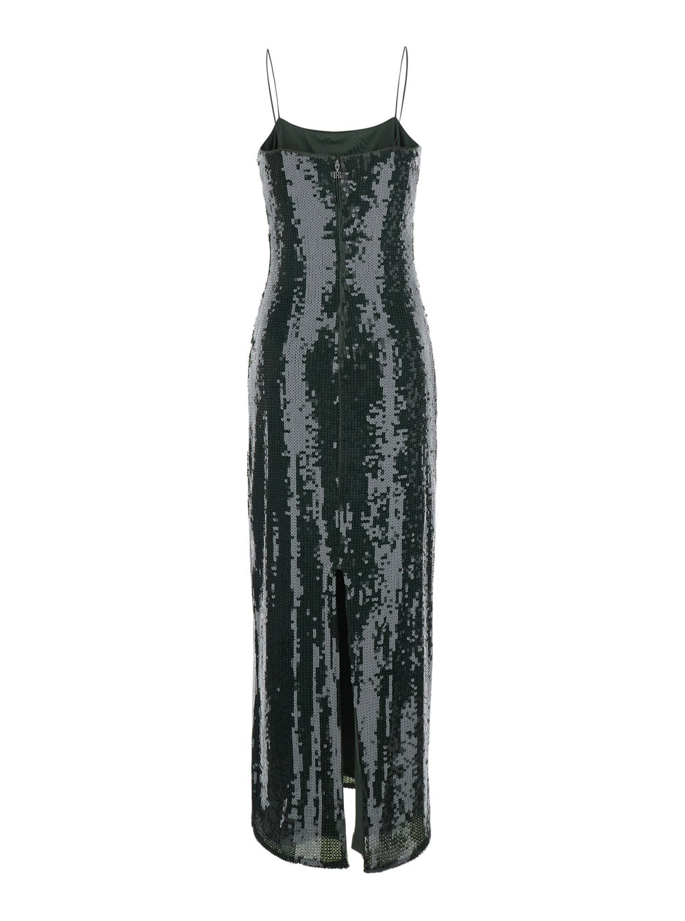 Rotate Women Green Long Dress With Spaghetti Straps And All-Over Sequins In Tech Fabric For Women ROTATE