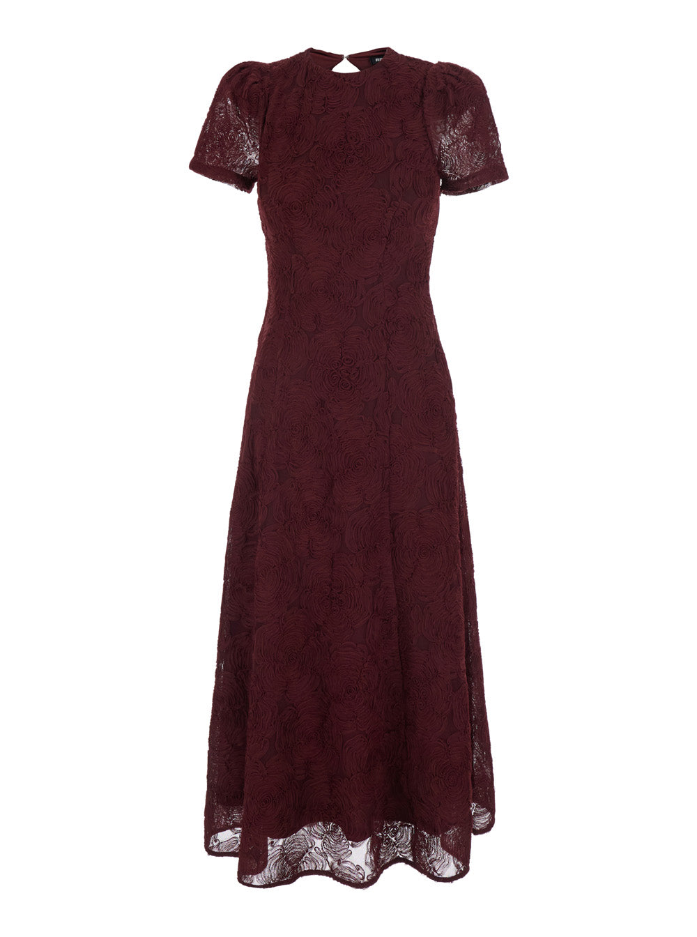 Rotate Women Bordeaux Long Dress With Floral Embroidery And Flared Skirt In Tech Fabric Stretch For Women ROTATE