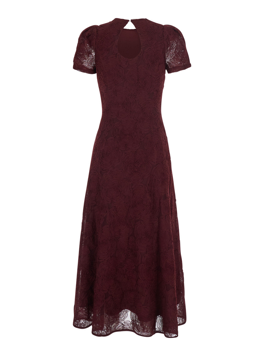 Rotate Women Bordeaux Long Dress With Floral Embroidery And Flared Skirt In Tech Fabric Stretch For Women ROTATE