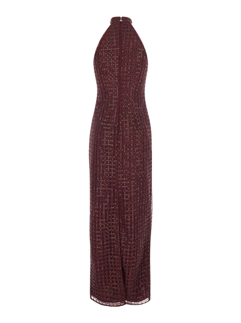 Rotate Women Bordeaux Long Sleeveless Dress With Halterneck And All-Over Sequins In Tech Fabric For Women ROTATE