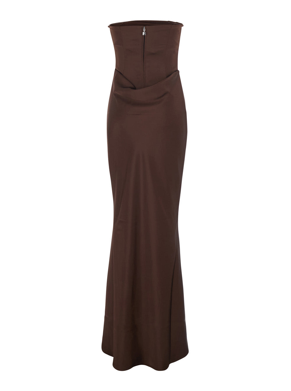 Rotate Women Brown Long Sleeveless Dress With Draping In Tech Fabric For Women ROTATE