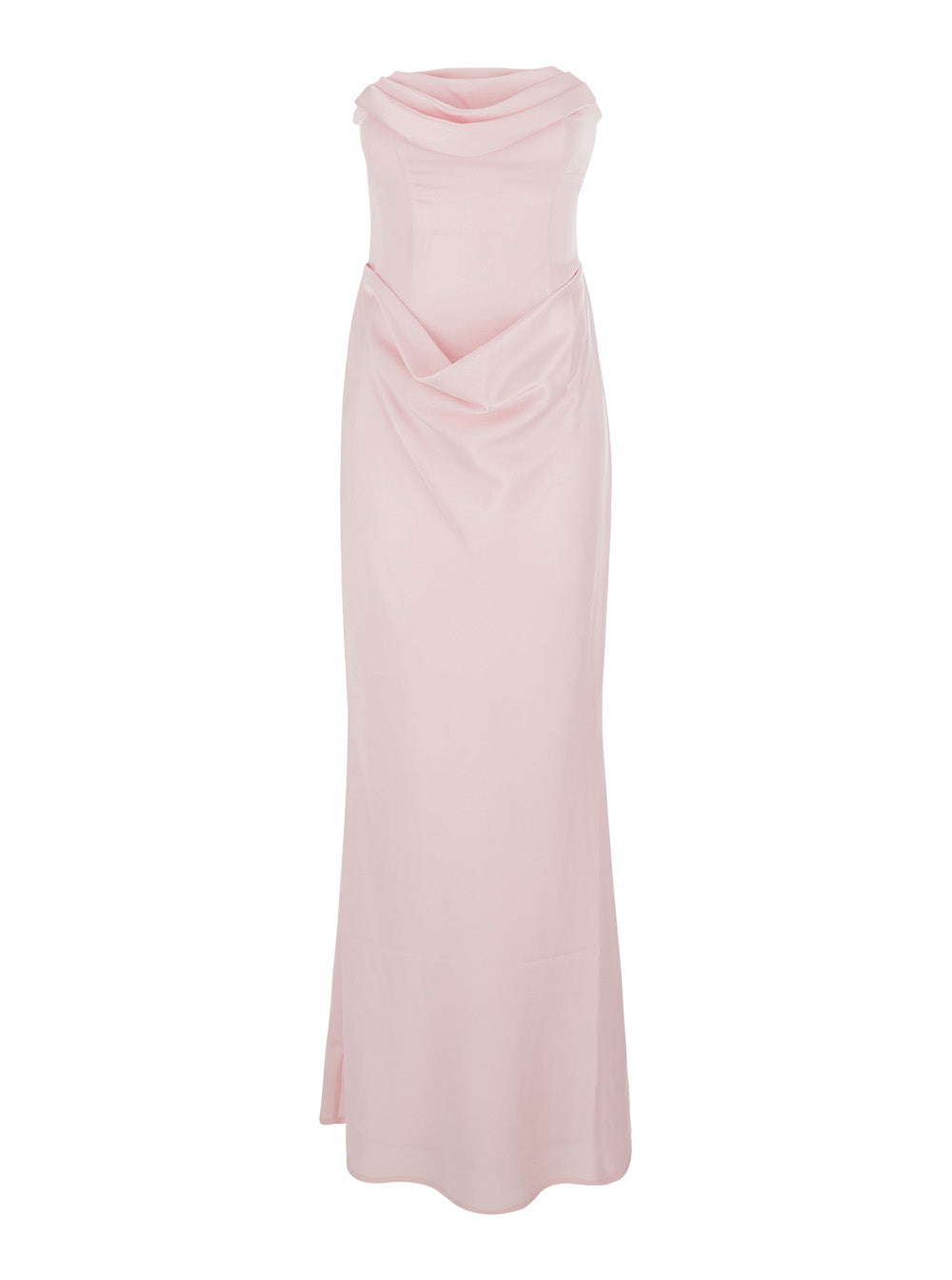 Rotate Women Pink Long Sleeveless Dress With Draping In Tech Fabric For Woman