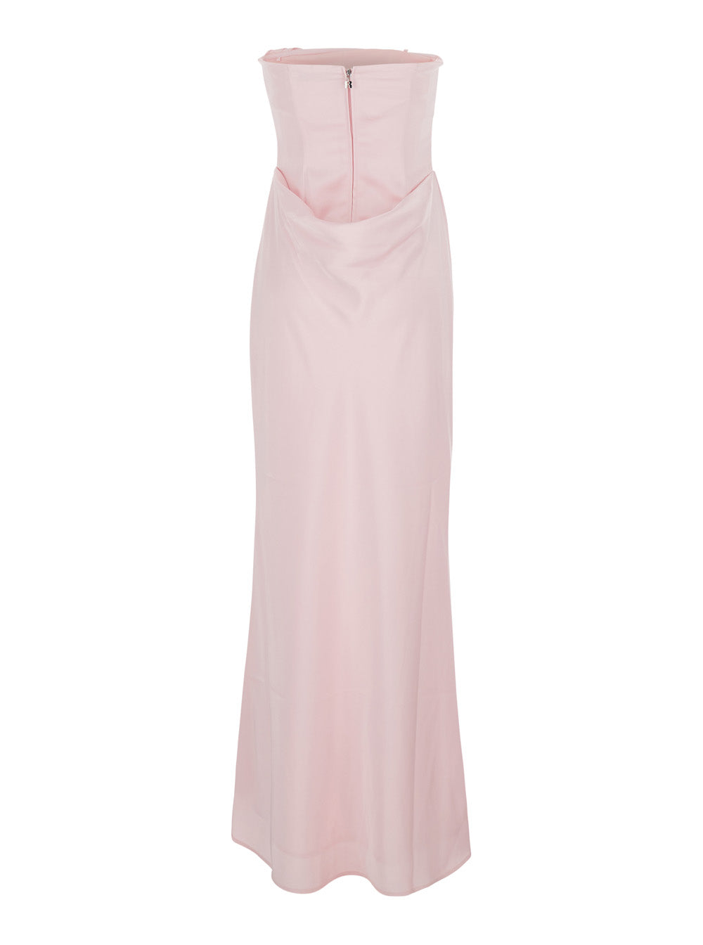 Rotate Women Pink Long Sleeveless Dress With Draping In Tech Fabric For Woman
