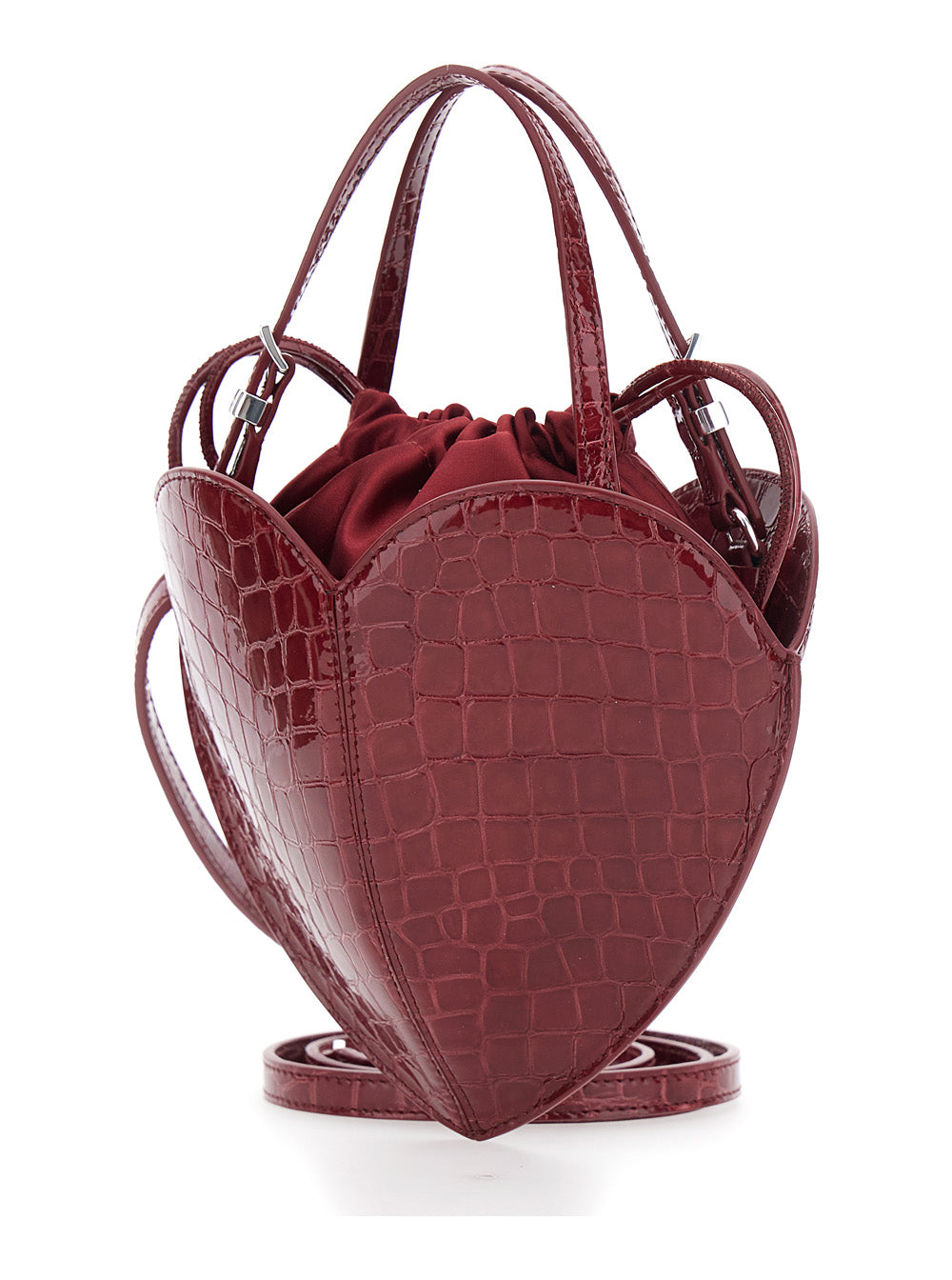 Rotate Women Red Handbag With Heart Silhouette And Adjustable Shoulder Strap In Leather For Women ROTATE