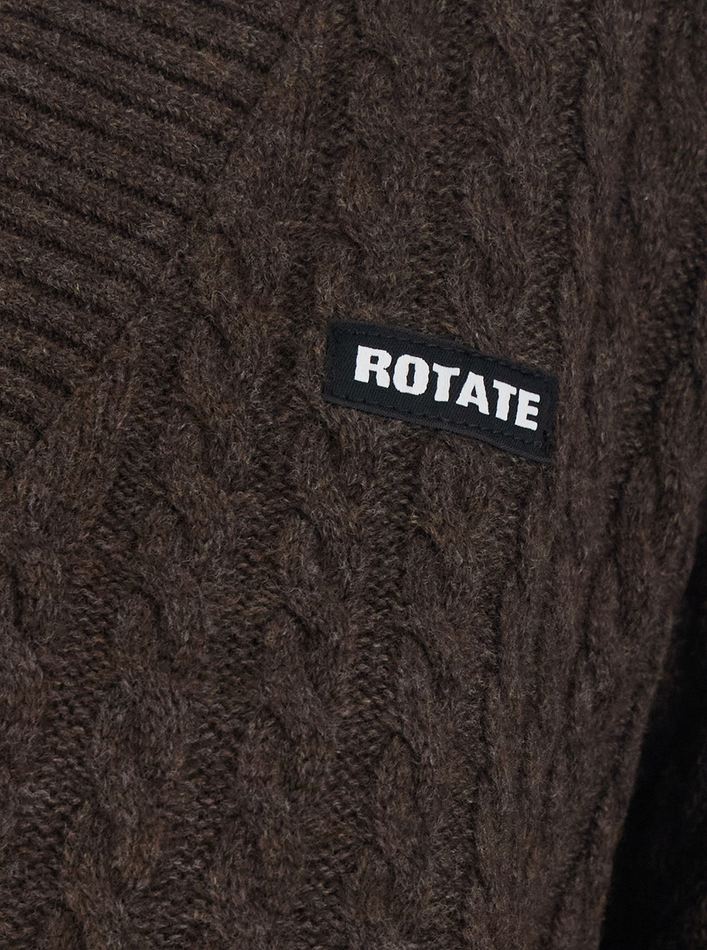 Rotate Women Brown Sweater With V-Neck And Cable Knit In Wool And Cashmere For Women ROTATE