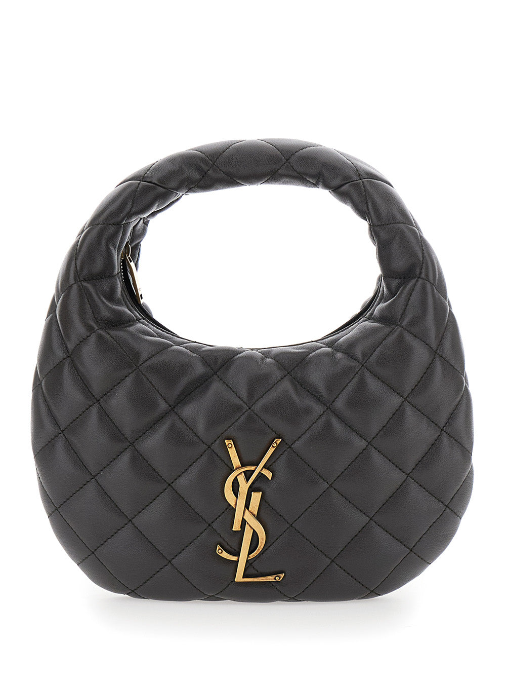 Saint Laurent Women 'Icarino' Gray Handbag With Cassandre Plate On Front And Quilted Design In Leather Woman