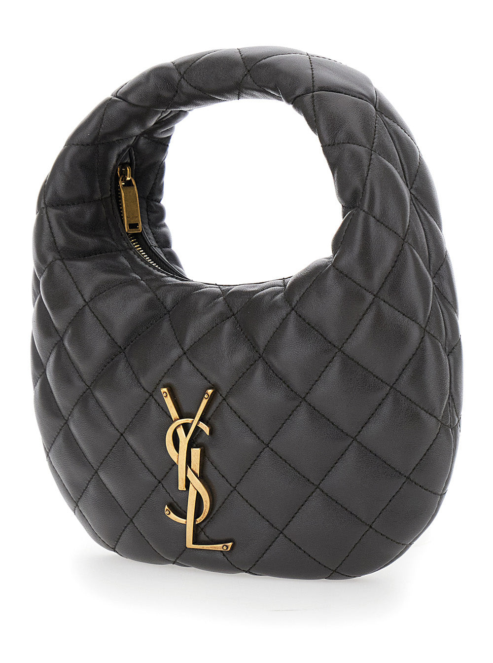 Saint Laurent Women 'Icarino' Gray Handbag With Cassandre Plate On Front And Quilted Design In Leather Woman