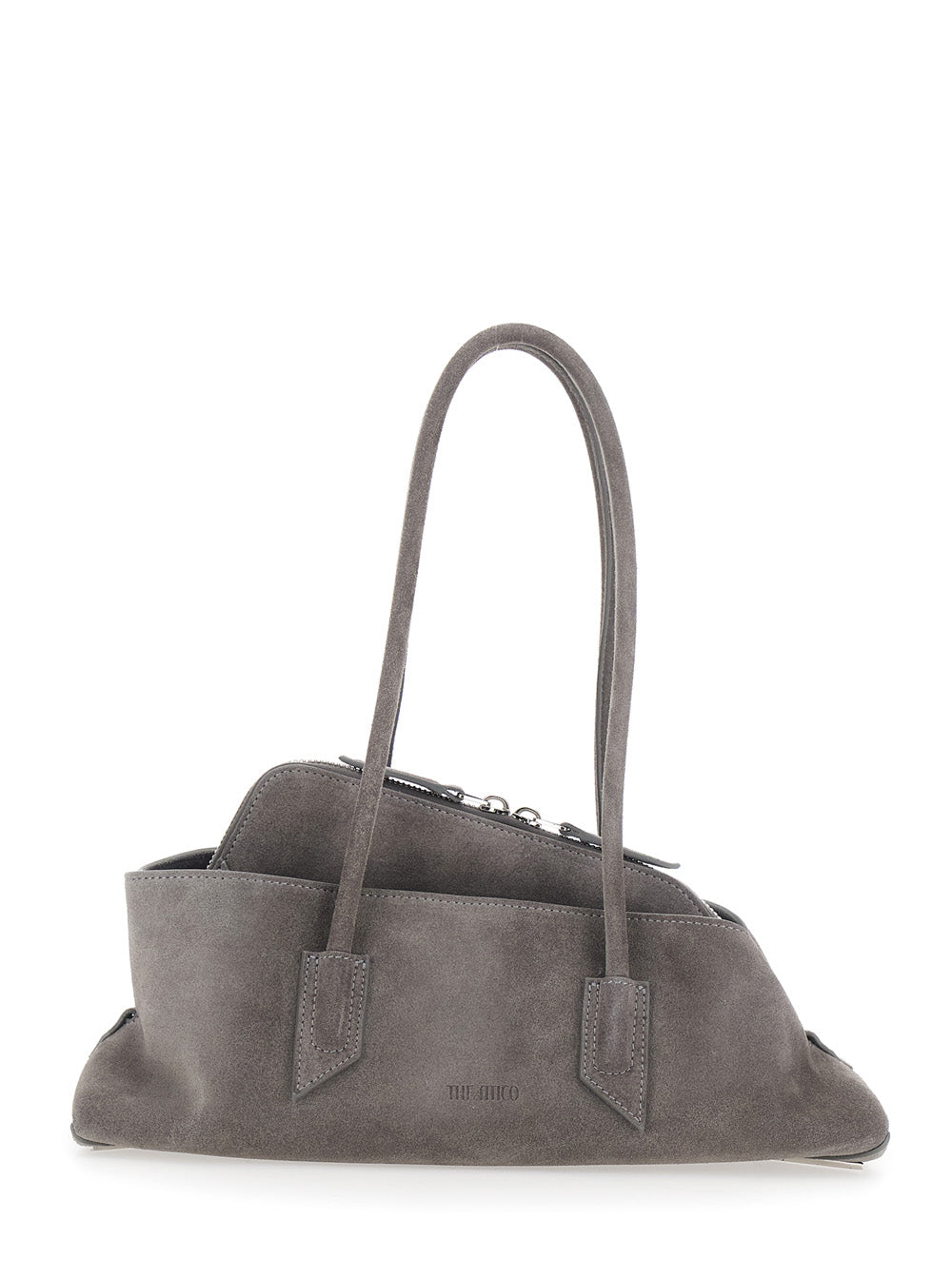 The Attico Women 'La Passeggiata' Grey Small Shoulder Bag With Two Top Handles In Suede For Women THE ATTICO