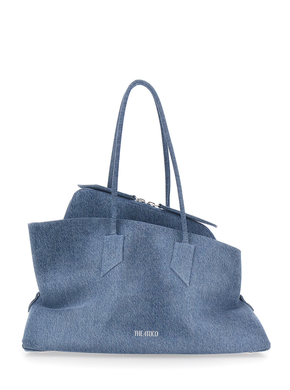 The Attico Women 'La Passeggiata' Blue Medium Shoulder Bag With Two Top Handles In Denim For Women THE ATTICO