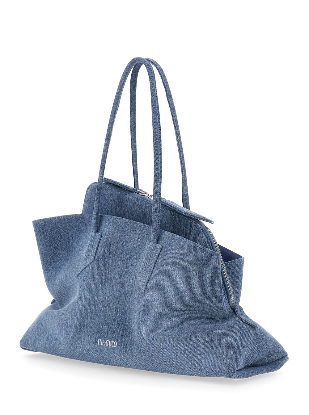 The Attico Women 'La Passeggiata' Blue Medium Shoulder Bag With Two Top Handles In Denim For Women THE ATTICO