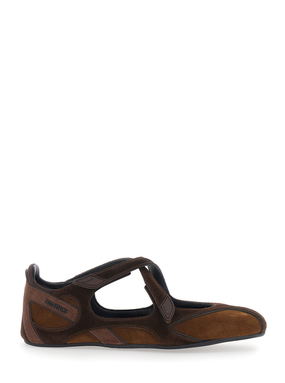 The Attico Women 'Floor 01' Brown Ballet Flats With Closure With Intertwined Straps In Suede For Women THE ATTICO