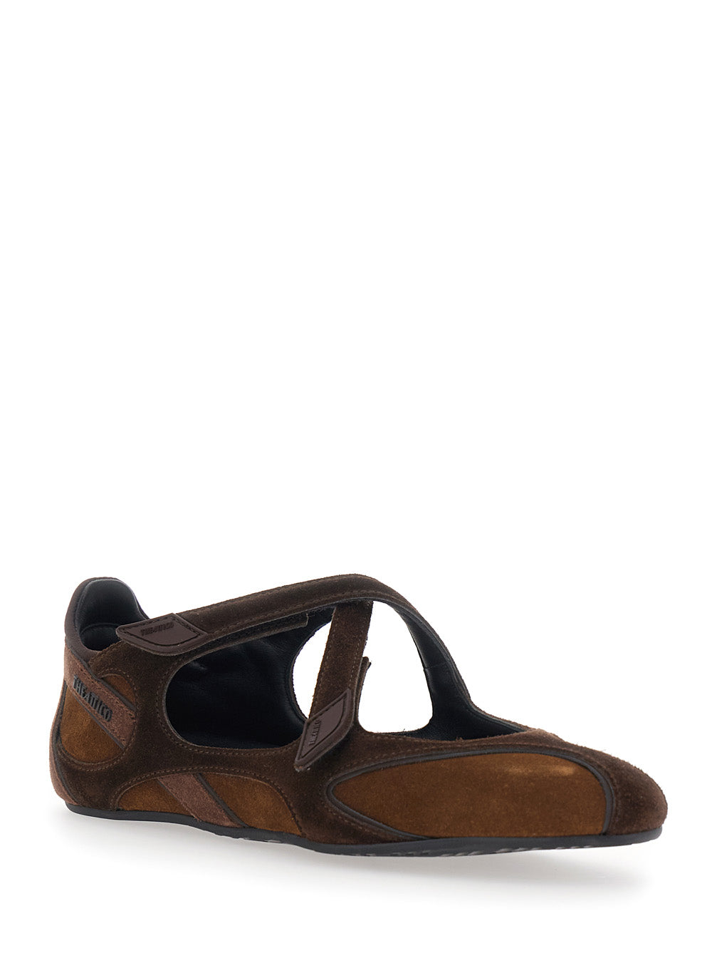 The Attico Women 'Floor 01' Brown Ballet Flats With Closure With Intertwined Straps In Suede For Women THE ATTICO