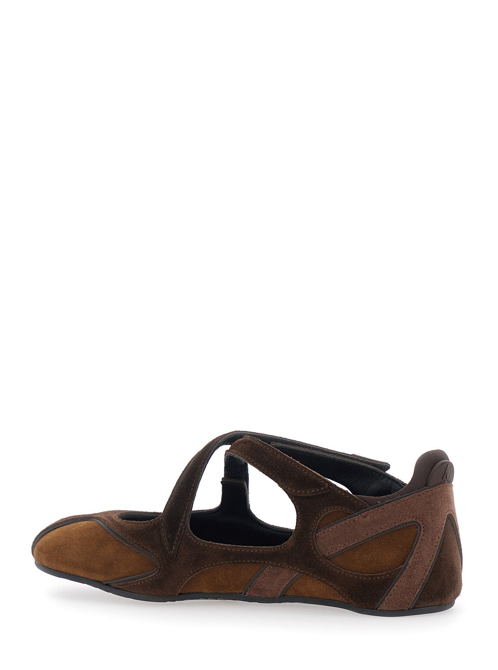 The Attico Women 'Floor 01' Brown Ballet Flats With Closure With Intertwined Straps In Suede For Women THE ATTICO