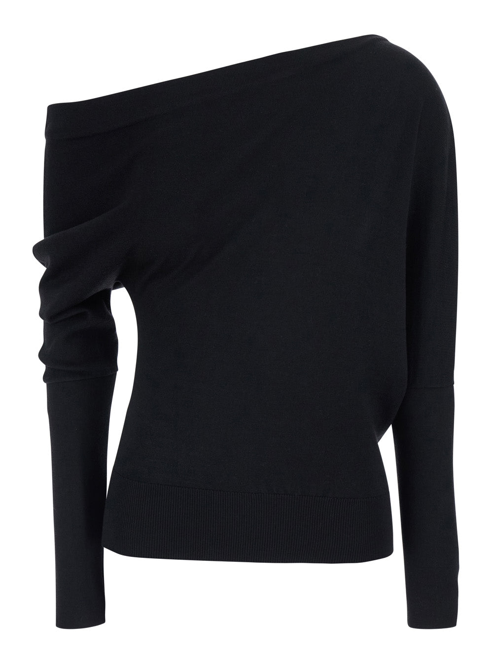Tom Ford Women Black Sweater With Off-Shoulder Design And Long Sleeves In Black Wool And Silk For Women TOM FORD