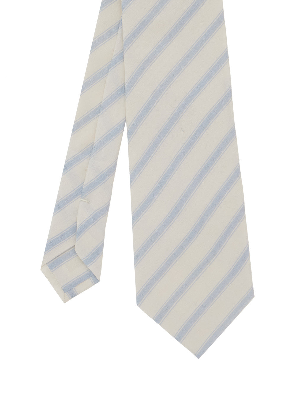 Saint Laurent Men Beige Tie With All-Over Diagonal Stripe Motif In Silk For Men