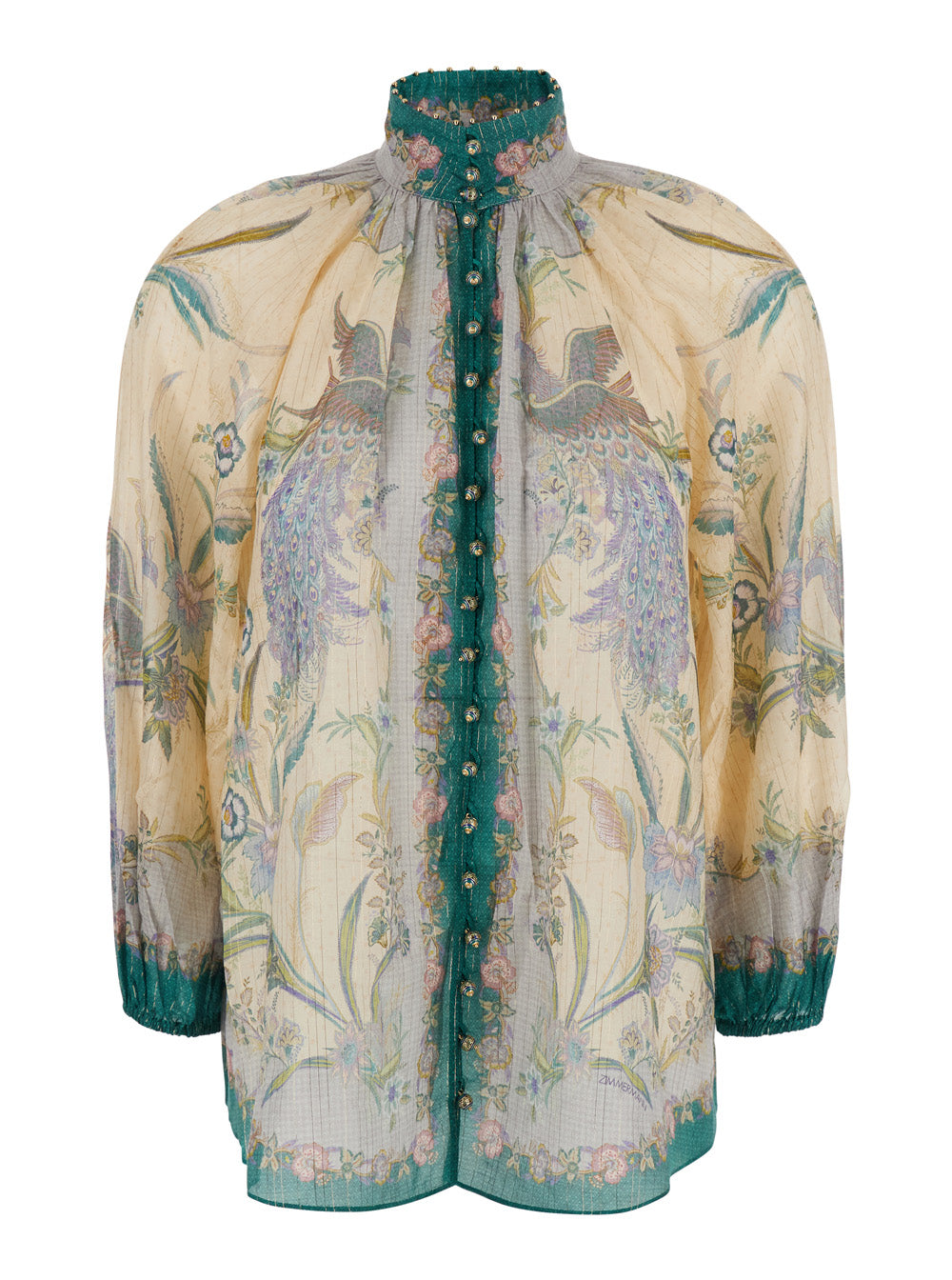 Zimmermann Women 'Indra' Multicolor Blouse With Classic Collar And All-Over Floral Motif In Silk Blend For Women ZIMMERMANN