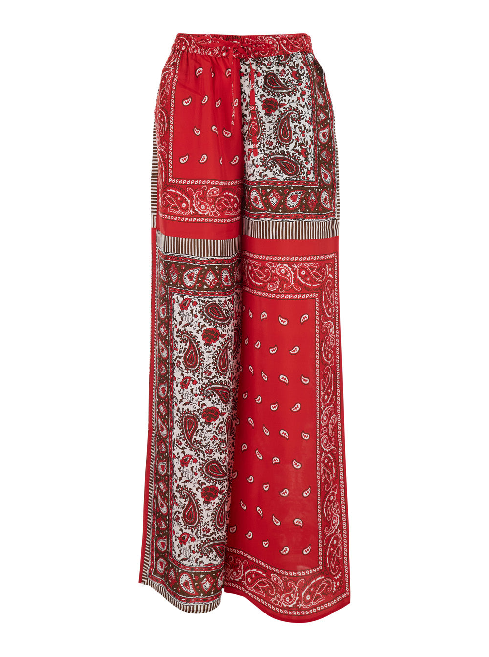 P.A.R.O.S.H. Women Red Pants With Elasticated Waist And Bandana Print In Fabric For Women